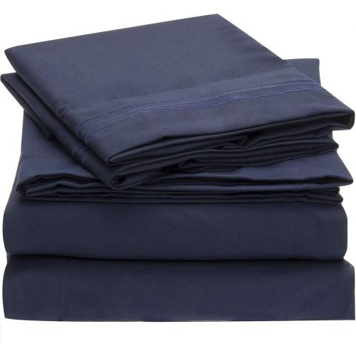  Mellanni Bed Sheet Set - Brushed Microfiber 1800 Bedding - Wrinkle, Fade, Stain Resistant - 4 Piece (Full, Royal Blue)