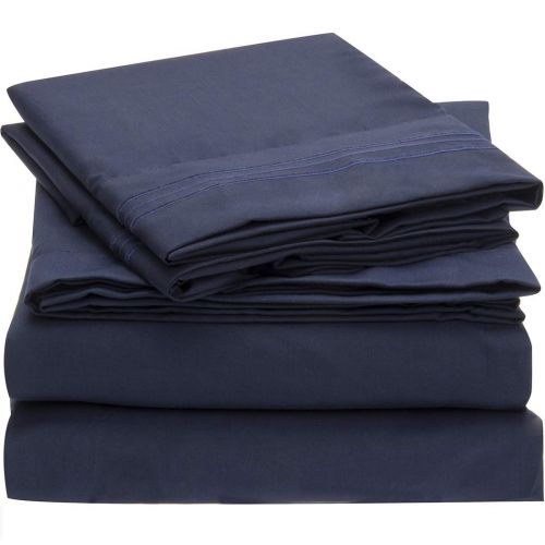  Mellanni Bed Sheet Set Brushed Microfiber 1800 Bedding - Wrinkle, Fade, Stain Resistant - Hypoallergenic - 4 Piece (Cal King, Royal Blue)