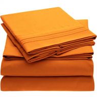 Mellanni Bed Sheet Set Brushed Microfiber 1800 Bedding - Wrinkle, Fade, Stain Resistant - Hypoallergenic - 4 Piece (King, Persimmon)
