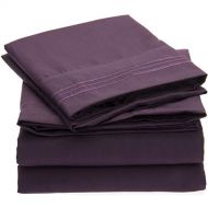 Mellanni Bed Sheet Set Brushed Microfiber 1800 Bedding - Wrinkle, Fade, Stain Resistant - Hypoallergenic - 3 Piece (Twin, Purple)