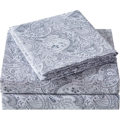  Mellanni Bed Sheet Set - Brushed Microfiber 1800 Bedding - Wrinkle, Fade, Stain Resistant - 3 Piece (Twin XL, Paisley Gray)