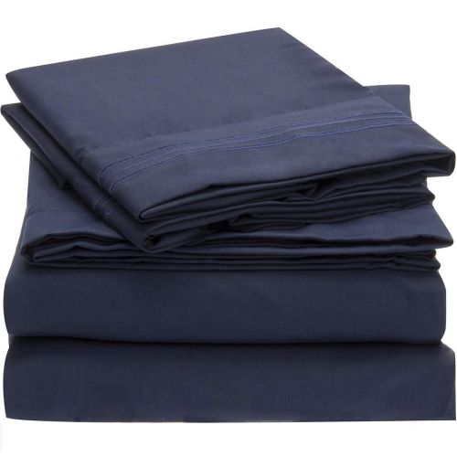  Mellanni Bed Sheet Set Brushed Microfiber 1800 Bedding - Wrinkle, Fade, Stain Resistant - Hypoallergenic - 3 Piece (Twin XL, Royal Blue)