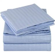 Mellanni Striped Bed Sheet Set - Brushed Microfiber 1800 Bedding - Wrinkle, Fade, Stain Resistant - 4 Piece (Full, Light Blue)