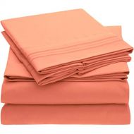 Mellanni Bed Sheet Set Brushed Microfiber 1800 Bedding - Wrinkle, Fade, Stain Resistant - Hypoallergenic - 4 Piece (King, Coral)