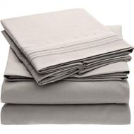 Mellanni Bed Sheet Set Brushed Microfiber 1800 Bedding - Wrinkle, Fade, Stain Resistant - 5 Piece (Split King, Light Gray)