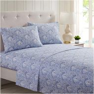 Mellanni Bed Sheet Set Brushed Microfiber 1800 Bedding - Wrinkle, Fade, Stain Resistant - 4 Piece (King, Paisley Blue)