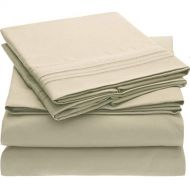 Mellanni Bed Sheet Set Brushed Microfiber 1800 Bedding - Wrinkle, Fade, Stain Resistant - 5 Piece (Split King, Beige)