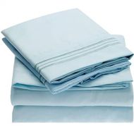 Mellanni Sheet Set-Brushed Microfiber 1800 Bedding-Wrinkle Fade, Stain Resistant - Hypoallergenic - 4 Piece (King, Baby Blue),