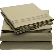 Mellanni Bed Sheet Set - Brushed Microfiber 1800 Bedding - Wrinkle, Fade, Stain Resistant - Hypoallergenic - 4 Piece (King, Olive Green)