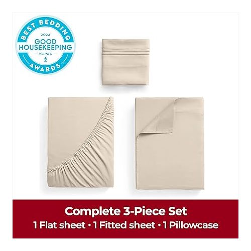  Mellanni Twin XL Sheets - 3 Piece Iconic Collection Bedding Sheets & Pillowcases - Hotel Luxury, Soft, Cooling Bed Sheets - Deep Pocket up to 16