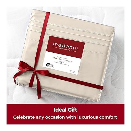  Mellanni Twin XL Sheets - 3 Piece Iconic Collection Bedding Sheets & Pillowcases - Hotel Luxury, Soft, Cooling Bed Sheets - Deep Pocket up to 16