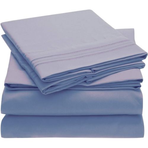  [아마존 핫딜]  [아마존핫딜]Mellanni Bed Sheet Set Brushed Microfiber 1800 Bedding - Wrinkle, Fade, Stain Resistant - Hypoallergenic - 4 Piece (King, Blue Hydrangea)