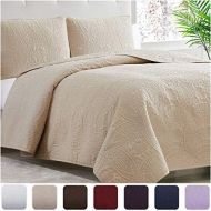 [아마존 핫딜] [아마존핫딜]Mellanni Bedspread Coverlet Set Beige - Comforter Bedding Cover - Oversized 3-Piece Quilt Set (King/Cal King, Beige)