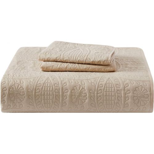  [아마존 핫딜] [아마존핫딜]Mellanni Bedspread Coverlet Set Beige - Comforter Bedding Cover - Oversized 3-Piece Quilt Set (King/Cal King, Beige)