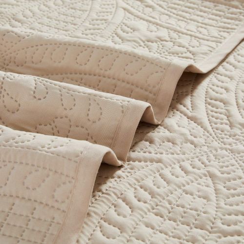  [아마존 핫딜] [아마존핫딜]Mellanni Bedspread Coverlet Set Beige - Comforter Bedding Cover - Oversized 3-Piece Quilt Set (King/Cal King, Beige)