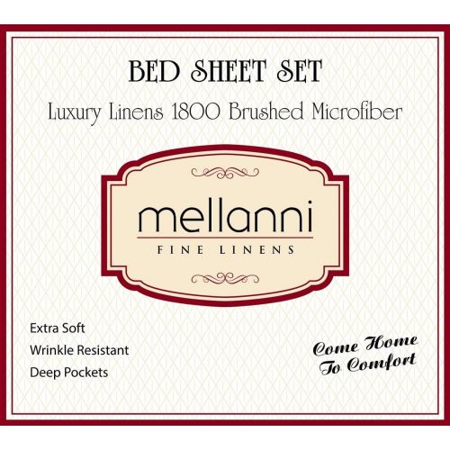  Mellanni Full Size Sheet Set Hotel Luxury 1800 Bedding Sheets & Pillowcases Extra Soft Cooling Bed Sheets Deep Pocket up to 16 inch Wrinkle, Fade, Stain Resistant 4 Piece