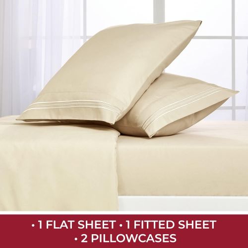  Mellanni Queen Bed Sheets Hotel Luxury 1800 Bedding Sheets & Pillowcases Extra Soft Cooling Bed Sheets Deep Pocket up to 16 Easy care Wrinkle, Fade, Stain Resistant 4 P