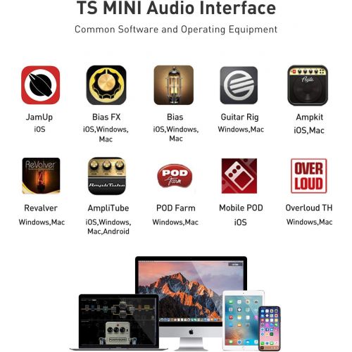  USB Audio Interface，MeloAudio TS MINI compact Instrument/Microphone Audio Interface for iPhone, iPad，Android Devices, Mac and PC