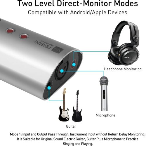  USB Audio Interface，MeloAudio TS MINI compact Instrument/Microphone Audio Interface for iPhone, iPad，Android Devices, Mac and PC