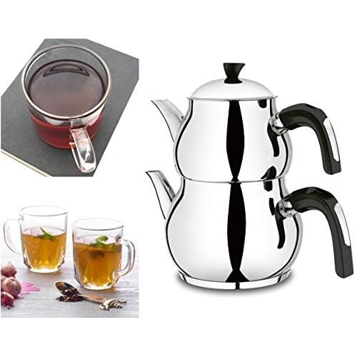  [아마존베스트]Melody Turkish Teapot Caydanlik Demlik Induction Kettle