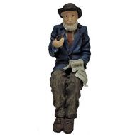 Melody Jane Dollhouse Old Man with Pipe Sitting 1:12 People Resin Figure