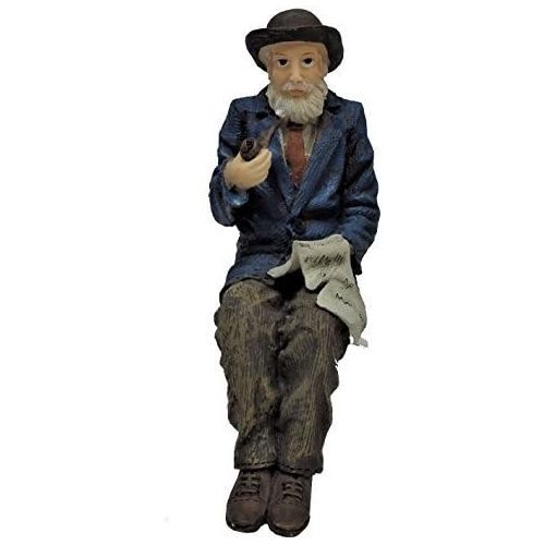  Melody Jane Dollhouse Old Man with Pipe Sitting 1:12 People Resin Figure