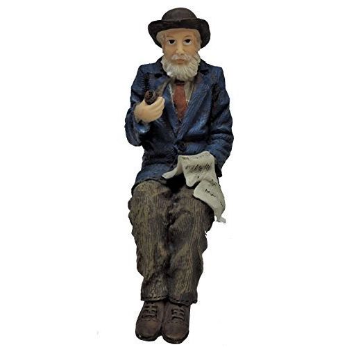  Melody Jane Dollhouse Old Man with Pipe Sitting 1:12 People Resin Figure
