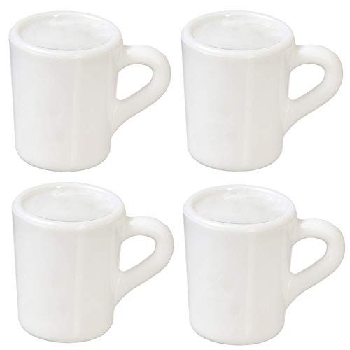  Melody Jane Dollhouse 4 Plain White Mugs Empty Miniature Kitchen Accessory