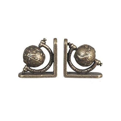  Melody Jane Dollhouse Globe Bookends Antique Brass Miniature Study Accessory