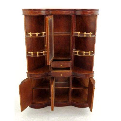  Melody Jane Dolls House Walnut Corner Back Bar Shelf Cabinet Miniature JBM Pub Furniture