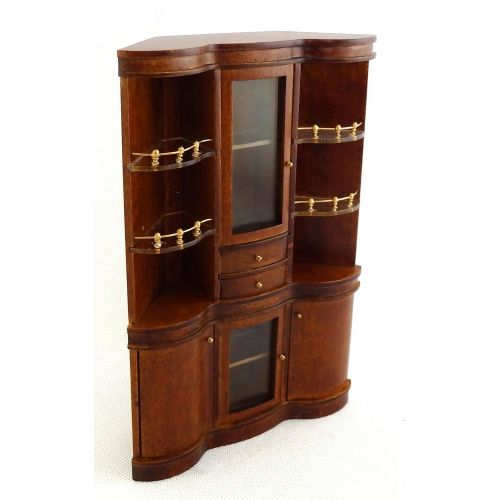  Melody Jane Dolls House Walnut Corner Back Bar Shelf Cabinet Miniature JBM Pub Furniture