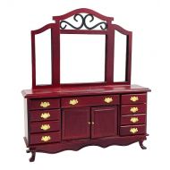 Melody Jane Dollhouse Mahogany Dressing Table with Mirror Miniature Bedroom Furniture 1:12