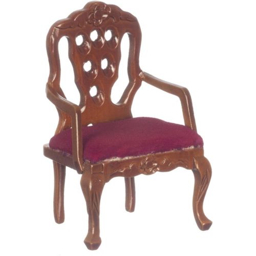  Melody Jane Dolls Houses House Miniature Lounge Furniture Walnut Victorian Carvedback Salon Chair