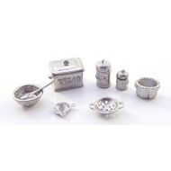 Melody Jane Dolls Houses Melody Jane Dollhouse Pewter Kitchen Accessory Set 1:24 Scale Miniature