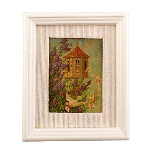  Melody Jane Dolls Houses House Miniature Accessory Dovecote Dovecot Picture Painting White Frame