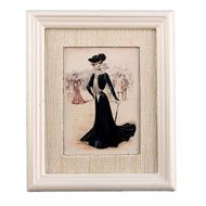 Melody Jane Dolls Houses House Miniature Accessory Lady in Black Picture Painting White Frame