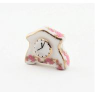 Melody Jane Dolls Houses Melody Jane Dollhouse White Pink Rose Mantle Clock Ceramic 1:12 Accessory