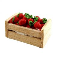 Melody Jane Dolls Houses House Miniature Wood Crate Box of Strawberries Shop Store Market Accessory