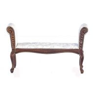 Melody Jane Dolls Houses Dark Oak White Long John Bed End Stool Bench Miniature Furniture