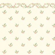 Melody Jane Dolls Houses Melody Jane Dollhouse Miniature Print 1:12 Scale Christmas Holly with Berries Wallpaper