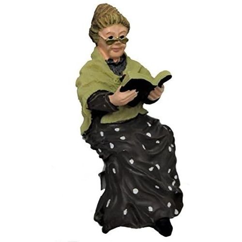  Melody Jane Dolls Houses Melody Jane Dollhouse Old Lady Sitting with Book 1:12 People Resin Figure