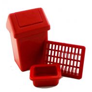 Melody Jane Dolls Houses Melody Jane Dollhouse Swing Bin Dish Drainer & Washing Up Bowl Kitchen Accessory Set Red