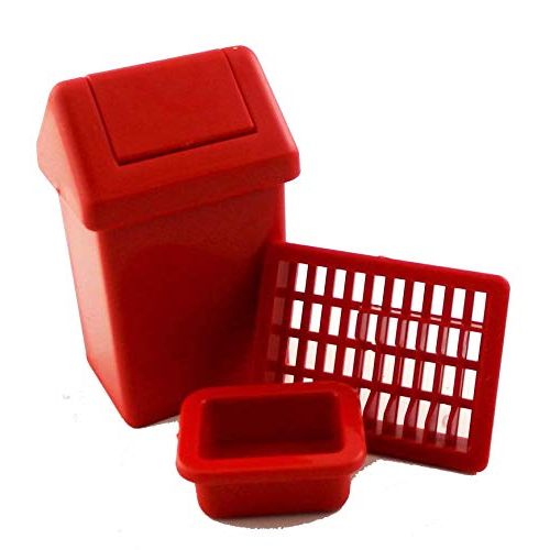  Melody Jane Dolls Houses Melody Jane Dollhouse Swing Bin Dish Drainer & Washing Up Bowl Kitchen Accessory Set Red
