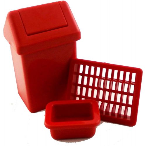  Melody Jane Dolls Houses Melody Jane Dollhouse Swing Bin Dish Drainer & Washing Up Bowl Kitchen Accessory Set Red