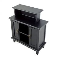 Melody Jane Dolls Houses Black Bar High Cabinet Miniature Dining Room Study Furniture 1:12