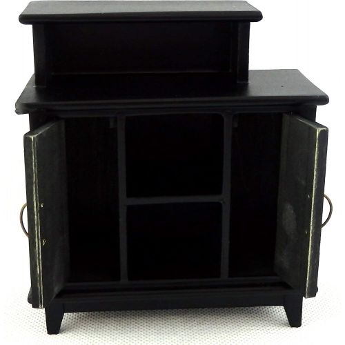  Melody Jane Dolls Houses Black Bar High Cabinet Miniature Dining Room Study Furniture 1:12