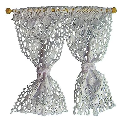  Melody Jane Dolls Houses Melody Jane Dollhouse White Crochet Lace Curtains Nets 1:12 Window Accessory