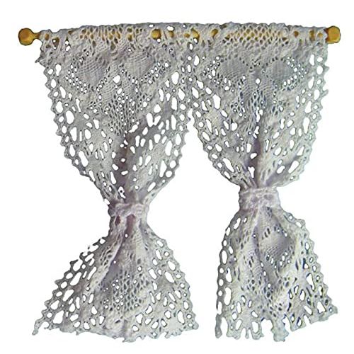  Melody Jane Dolls Houses Melody Jane Dollhouse White Crochet Lace Curtains Nets 1:12 Window Accessory