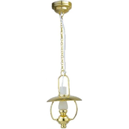  Melody Jane Dolls Houses House Miniature Lighting Led Battery Light Hanging Brass Ceiling Oil Lamp