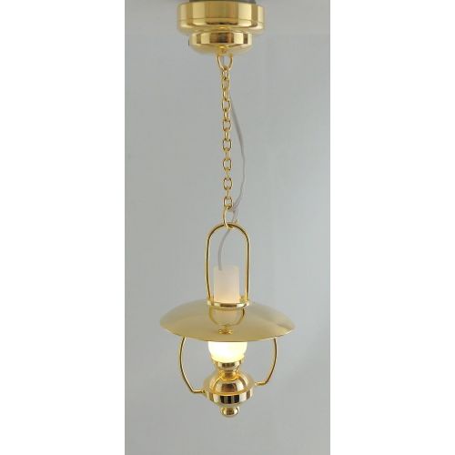  Melody Jane Dolls Houses House Miniature Lighting Led Battery Light Hanging Brass Ceiling Oil Lamp